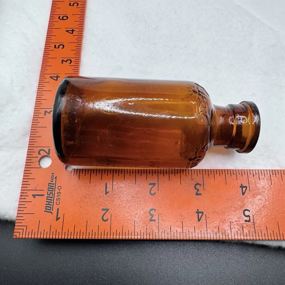 Vintage Amber Lysol Disinfectant Glass Bottle Small Empty Apothecary